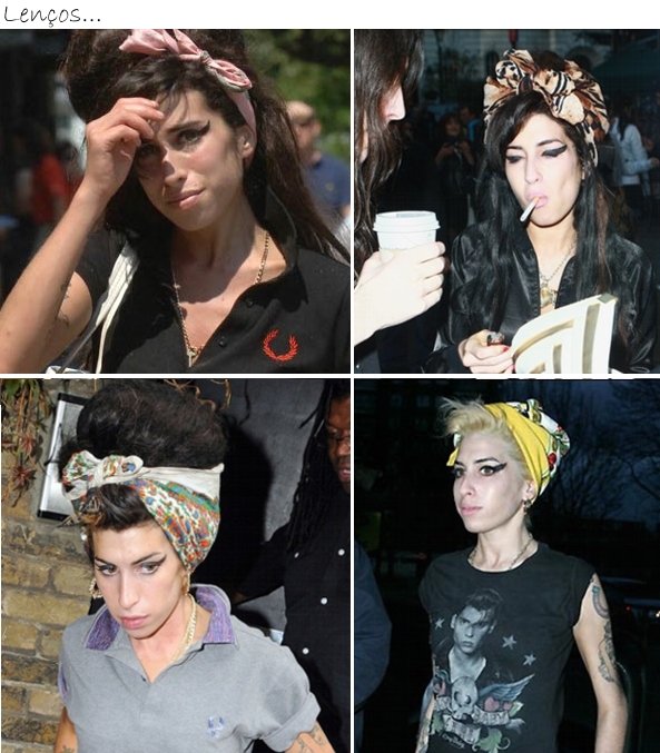 Lenços Amy Winehouse Vejam aqui o estudo do look de Amy Winehouse, diva impactante tanto na música quanto na moda