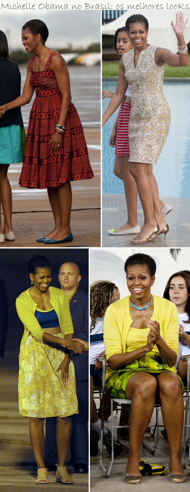 Os melhores looks de Michelle Obama no Brasil Radar fashion: Michelle Obama se despede do Brasil com vestido Marc by Marc Jacobs